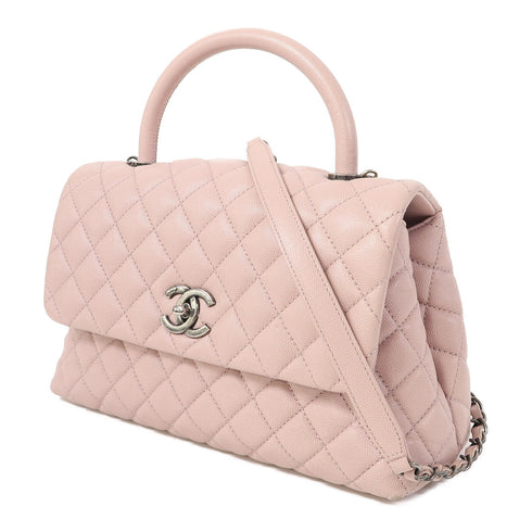 CHANEL Quilted CC SHW Coco Handle 2 Way Chain Shoulder Bag Calfskin Leather Pink
