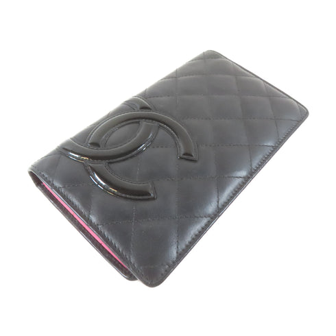 CHANEL Quilted CC SHW Cambon Long Wallet Calfskin Leather Black v2
