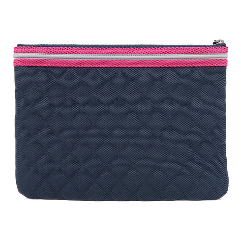CHANEL Quilted CC SHW Clutch Bag Pouch Canvas Blue