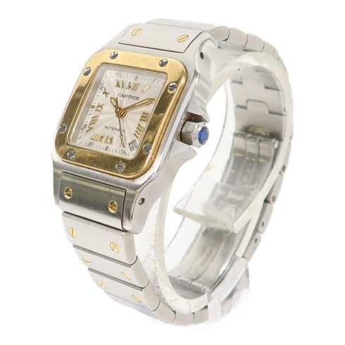 CARTIER Santos Galbee Automatic Watch 2423 18K Yellow Gold/Stainless Steel White
