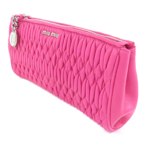 Miu Miu GHW Clutch Second Bag 5N1455 Lambskin Leather Pink