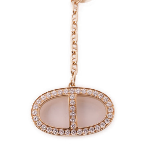 HERMES Chaine D'Ancre Contour Pendent Necklace 18K Pink Gold Diamond