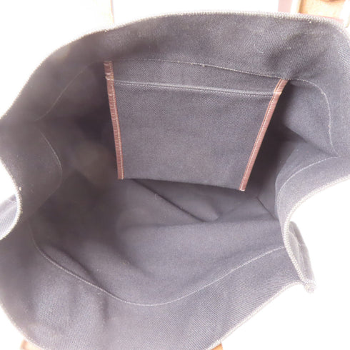 HERMES PHW Etriviere Shopping Tote Shoulder Bag 062304CK Canvas Black Brown