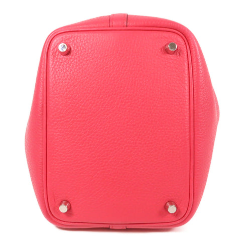 HERMES PHW Picotin PM Hand Bag/Bucket Tote Bag Clemence Leather Pink