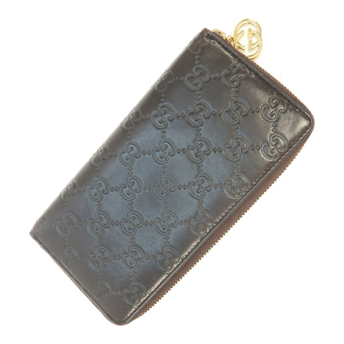GUCCI GG GHW Zipper Long Wallet 307982 Calfskin Leather Brown