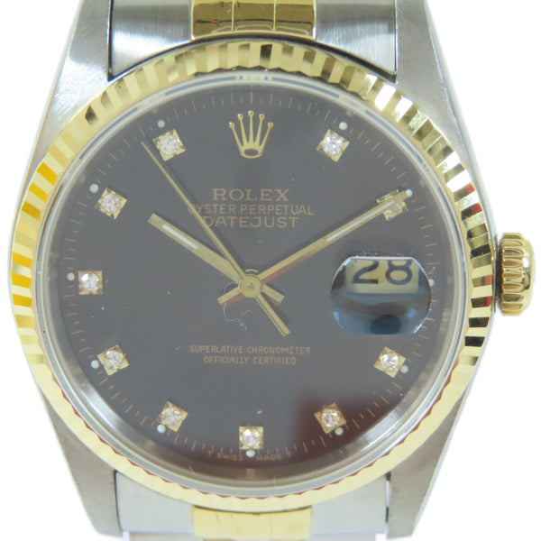 ROLEX Datejust Automatic Watch 16233 Stainless Steel 18K Yellow Gold Black