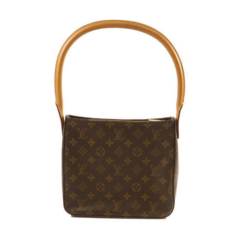 LOUIS VUITTON LV GHW Looping MM Shoulder Bag Monogram M51146 Brown