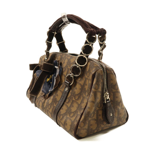 Christian Dior CD SHW Trotter Romantique Hand Bag PVC Coated Canvas Brown
