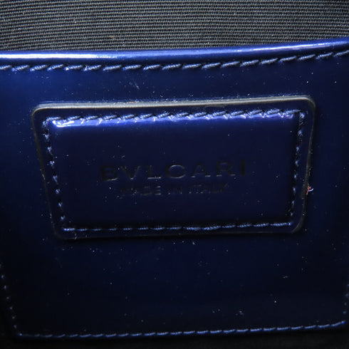 BVLGARI GHW Serpenti Forever Chain Shoulder Bag 281206/32745 Patent Leather Blue