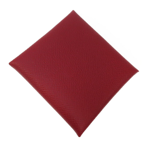 HERMES PHW Coin Case Calfskin Leather Red