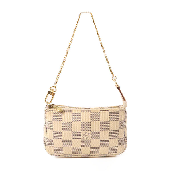 LOUIS VUITTON LV GHW Mini Pochette Accessoires Handbag N58010 Damier Azur White