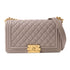 CHANEL CC GHW Boy 25 Chain Shoulder Bag A67086 Calfskin Leather Grey