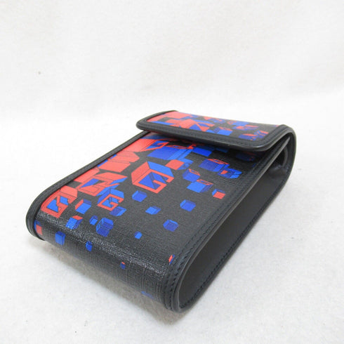 GUCCI GG Square G Space Pochette Shoulder Bag 63766 Coated Canvas Black Blue Red