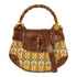 GUCCI GG GHW Pigna Print Peggy Bamboo 2 Way Shoulder Bag Handbag Canvas Leather
