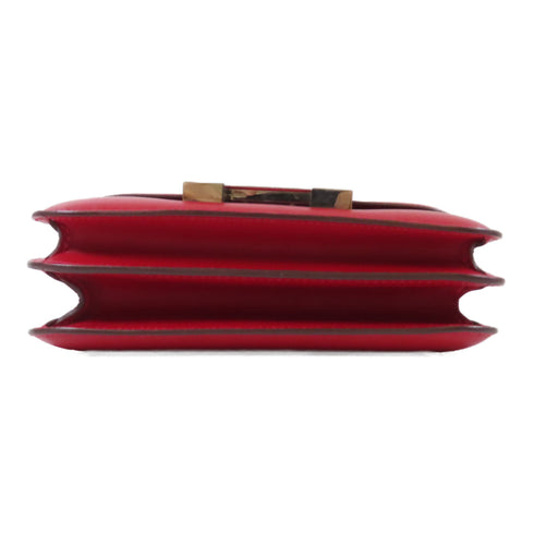 HERMES PHW Constance Mini Shoulder Bag Crossbody Veau Swift Leather Rouge Red