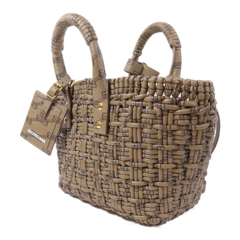 BALENCIAGA GHW Bale Bistro 2Way Shoulder Bag Coated Canvas Brown