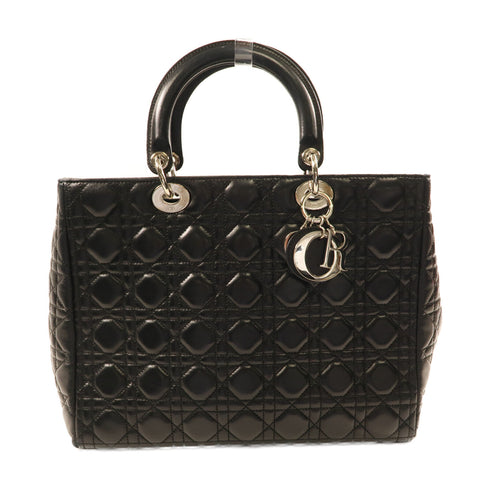 Dior SHW Vintage Lady Dior Handbag Calfskin Leather Black