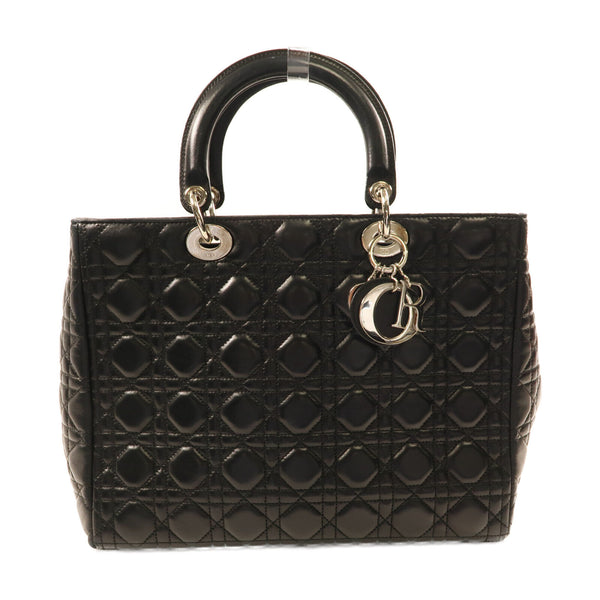 Dior SHW Vintage Lady Dior Handbag Calfskin Leather Black