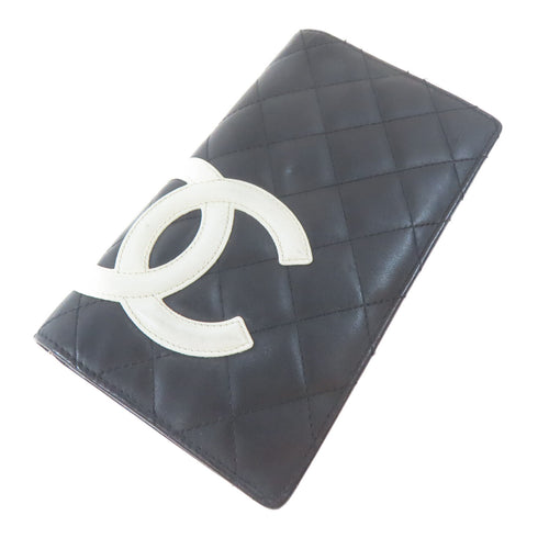 CHANEL CC Long Wallet Calfskin Leather Black