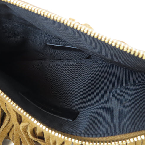 YVES SAINT LAURENT YSL GHW Clutch Bag Pouch 403418 Suede Leather Brown