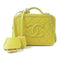 CHANEL Quilted CC GHW Vanity Case 2 Way Shoulder Handbag Caviar Leather Yellow