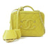 CHANEL Quilted CC GHW Vanity Case 2 Way Shoulder Handbag Caviar Leather Yellow