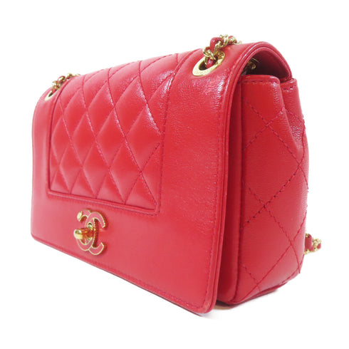 CHANEL CC GHW Chain Shoulder Bag A93083 Calfskin Leather Red