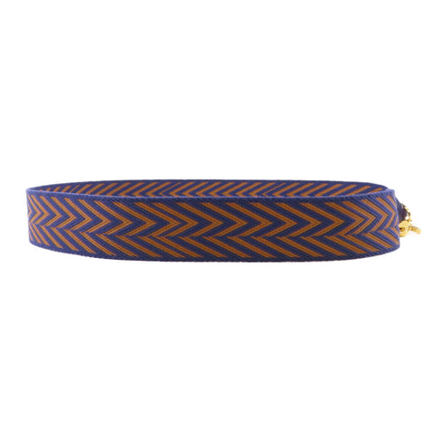 HERMES GHW Shoulder Strap Canvas Leather Blue Brown