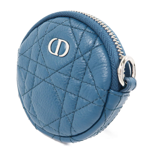 Christian Dior CD SHW Coin Case Purse Calfskin Leather Blue