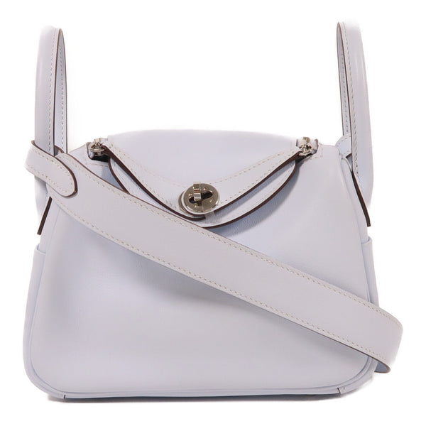 HERMES PHW Mini Lindy 2 Way Shoulder Bag Veau Swift Leather Bleu Pale