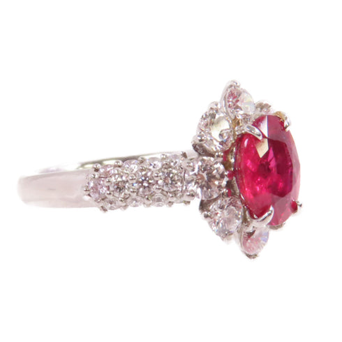 FINE JEWELRY 1.87ct Ruby 1.24ct Diamond Ring PT900 Platinum US#6.5