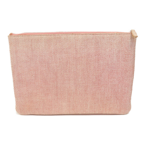 CHANEL CC SHW Clutch Bag Pouch Canvas Pink