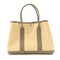 HERMES PHW Garden Party TPM Handbag Canvas Leather Beige Gray Grey