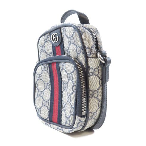 GUCCI GG SHW Shoulder Bag 2 Way Bag 671682 Coated Canvas Navy/Beige