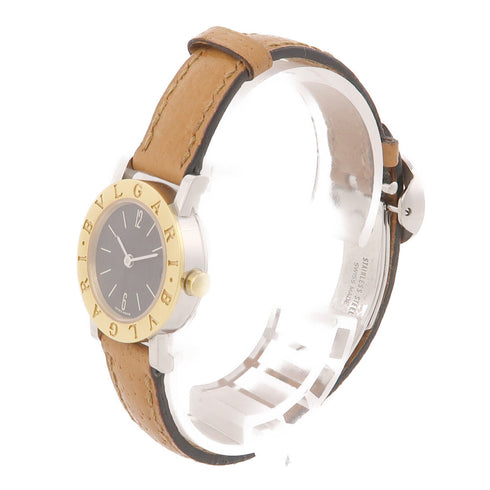 BVLGARI Bvlgari Bvlgari Quartz Watch BB23SGL Stainless Steel/Leather Black