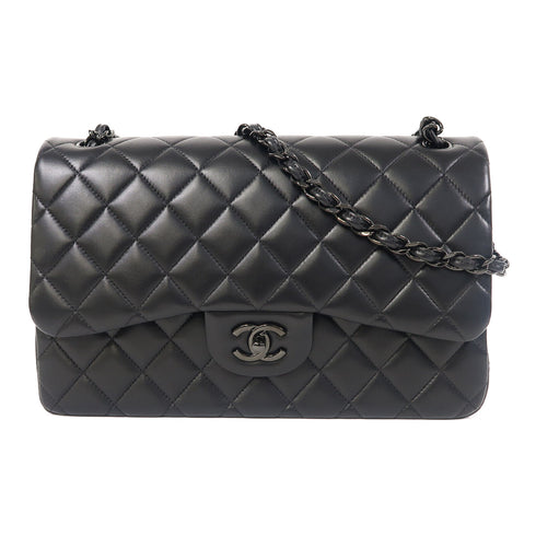 CHANEL Quilted CC Large Classic Chain Shoulder Bag A58600 Lambskin Leather Black