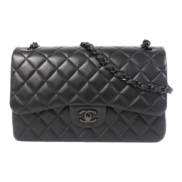 CHANEL Quilted CC Large Classic Chain Shoulder Bag A58600 Lambskin Leather Black