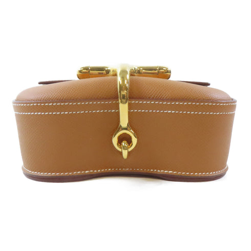 HERMES GHW Mini Della Caralleria Shoulder Bag Epsom Leather Gold/Brown