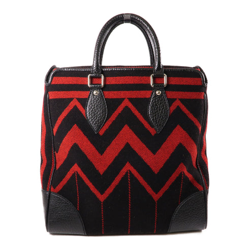 LOUIS VUITTON LV SHW Cabas Veil Tote Bag M95241 Wool Leather Red Black