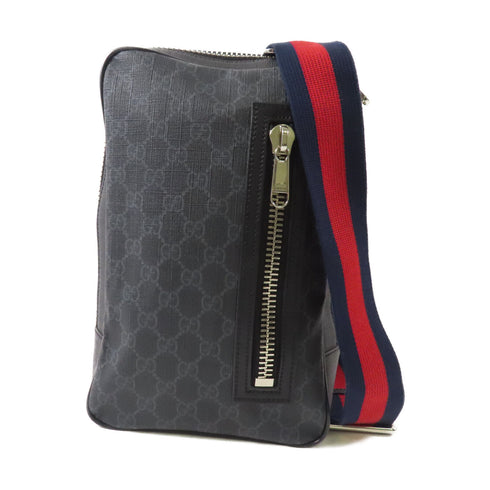 GUCCI GG SHW Black Sling Backpack Crossbody Waist Bag 478325 Coated Canvas Black