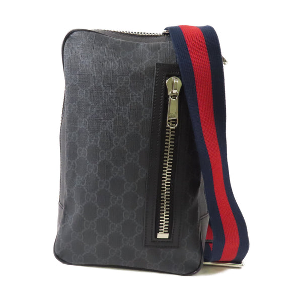 GUCCI GG SHW Black Sling Backpack Crossbody Waist Bag 478325 Coated Canvas Black