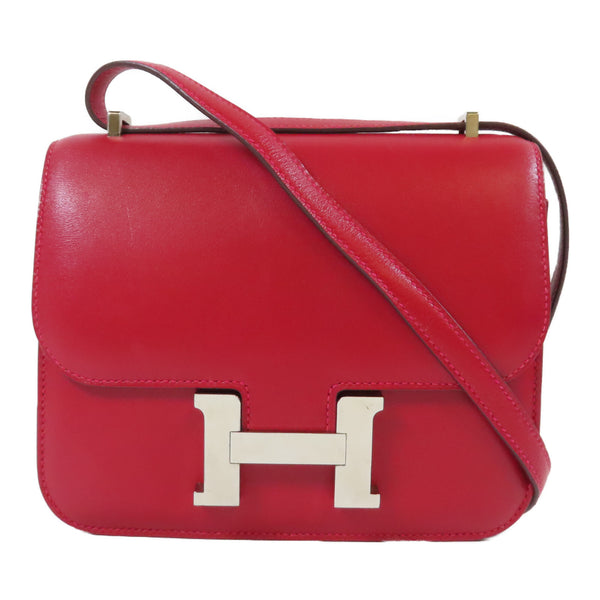 HERMES PHW Constance Mini Shoulder Bag Crossbody Veau Swift Leather Rouge Red