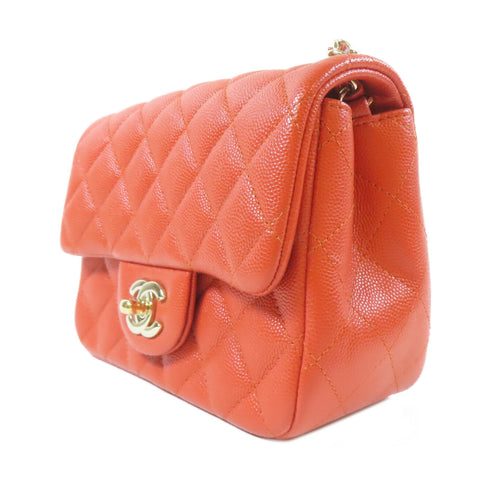 CHANEL CC GHW Mini Classic Hangbag Shoulder Bag A35200 Caviar Leather Orange