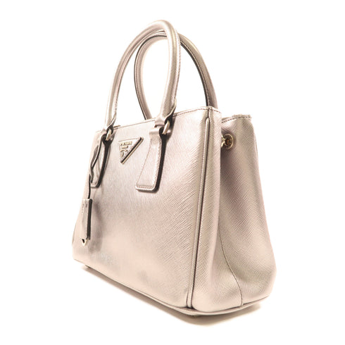 PRADA SHW 2 Way Shoulder Bag 1BA896 Saffiano Leather Silver