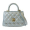 CHANEL Quilted CC GHW Mini Coco Handle Chain Shoulder AS2215 Caviar Leather Blue