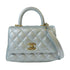 CHANEL Quilted CC GHW Mini Coco Handle Chain Shoulder AS2215 Caviar Leather Blue