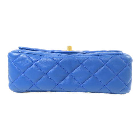CHANEL CC GHW CF Classic Flap Mini Chain Bag AS1787 Lambskin Leather Blue