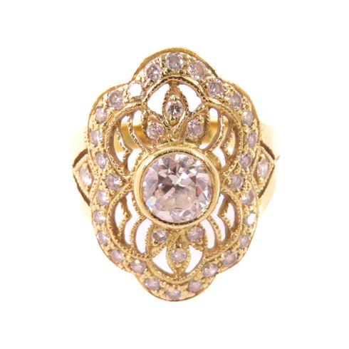 Fine Jewelry Diamond Ring US#6 18K Yellow Gold