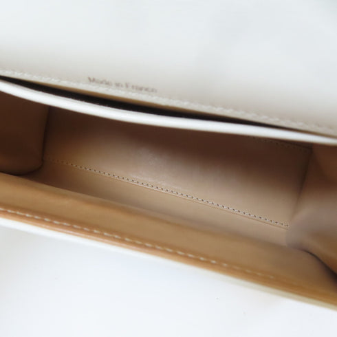 Delvaux Tempete 2 Way Shoulder Bag Handbag Lambskin Leather White