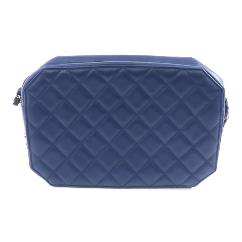 CHANEL CC GHW Chain Shoulder Bag Crossbody Lambskin Leather Navy